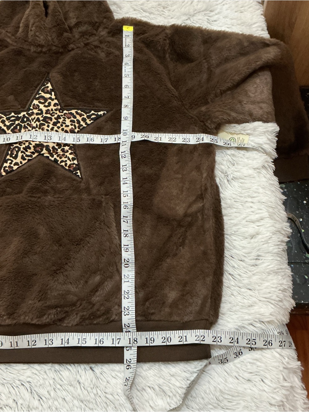 No Boundaries Plush Faux Fur Leopard Star Hoodie XL (16-18) Cozy chocolate Brown - Picture 10 of 12